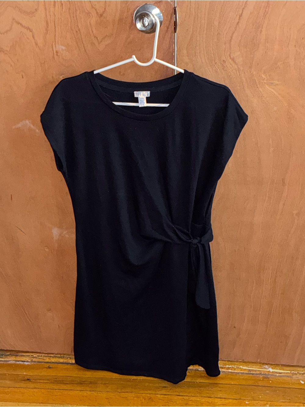 Spense Black Short Sleeve Knot-Detail Dress